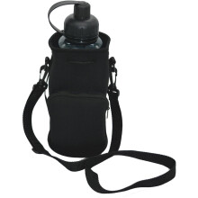 Funda aislante de neopreno negro para botella de agua de 64 oz.