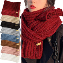 Cachecol longo e grosso de tricô trançado para mulheres e homens, ideal para o inverno.