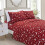 Burgundy Reindeer Bed Sheet Set Microfiber 4-Piece 1