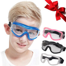 Óculos de proteção infantis transparentes para laboratório – à prova de poeira, vento e raios UV para esportes ao ar livre (unissex, meninos e