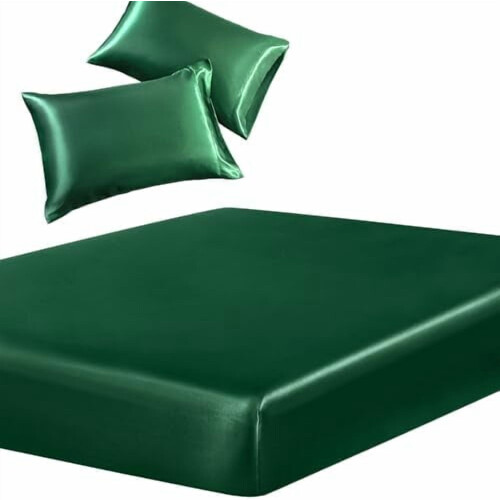 Tacar Braillíní Feistithe Satin 3 phíosa Dúbailte Glas Emerald