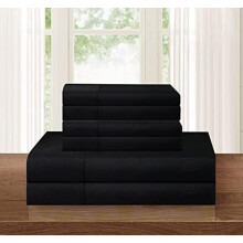 Luxurious6-Piece Bed Sheet Set, 1500Thread Count, Deep Pocket Fitted Sheet, Wrinkle & Fade Resistant, Black – Compatible with Full