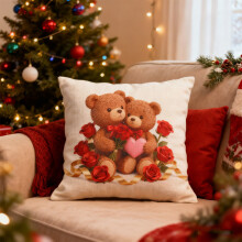 Housse de coussin en velours pour la Saint-Valentin, 25 x 25 cm