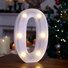 Comhartha Litreach LED "0", Solas Aibítre faoi Thiomáint ag Ceallraí le haghaidh Solas Oíche, Bainis, Breithlá, Cóisir, Nollag & Maisiúcháin