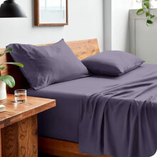 Tweepersoonslakenset XL – 1800 Ultrazachte, stonewashed microvezel, diepe hoeslakens, ademend, gemakkelijk aan te brengen (Dusty Purple)