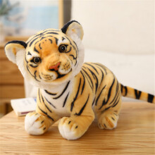 Peluche con rostro de tez morena, textura elástica, color brillante, tigre, peluche para bebés, blanco, 23 cm.