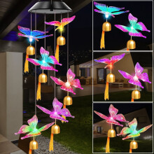 Carillon solaire papillon coloré - Cadeaux, Lumières, Décoration extérieure, Jardinage, Décoration de jardin pour maman