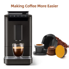 Adaptateur pour dosettes de café rechargeables avec brosse et cuillère, compatible avec les machines à expresso