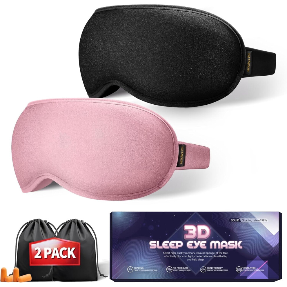 Light 2 Pack Adult Weighted Sleep Mask Â 99% Blocking Comfort | Memory Foam Zero Pressure Design | Lash Extension Safe For Travel