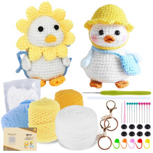 Beginner Crochet Kit: Adorable Animal Starter Pack with Yarn, Stuffing, Keychain & Step-by-Step Video – Compatible with All Hooks