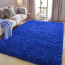 Μαλακό χαλί Shag 1,6x1,8 μ., Royal Blue, αφράτο και βελούδινο για υπνοδωμάτιο/σαλόνι/παιδικό