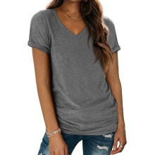 T-shirts décontractés d'été à manches longues et col en V pour femmes