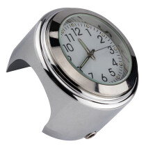 Universal Waterproof Motorcycle Handlebar Thermometer for 22–25.4mm (7/8"–1") Handlebars, Silver Shell & White Dial