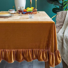 Velvet Rectangle Tablecloth 52x70 in with Ruffle