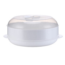 Vaporiera per forno a microonde HomeLife, ciotola rotonda in plastica, scaldavivande per panini e ravioli con coperchio