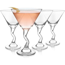 Z-Stem Martini Glasses Set of 4, Lead-Free Glasses with Z- Stem, Dishwasher Safe Martini Glasses Set for Parties