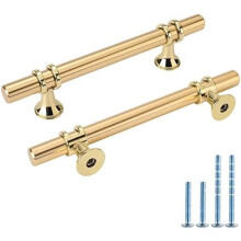 Cabinet Handles Gold 3-3/4 Inch Center 5 Pack