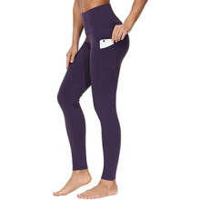 Tykke yogabukser med høy midje og lommer, magekontrolltrening og løpeyogaleggings for kvinner