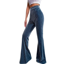 Damen-Samthose mit hohem Bund und ausgestelltem Bein
