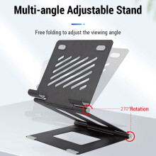 Supporto regolabile per laptop con dissipazione del calore, compatibile con laptop e tablet.