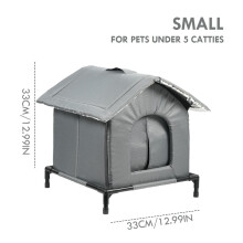 1 Pcs Weatherproof Outdoor Cat House - Winter Warm Shelter with Waterproof Design & Chew-Resistant Tent for Stray Cats(S),Gray