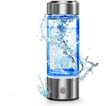 Botella de agua de hidrógeno portátil, generador de agua de hidrógeno recargable, compatible con el hogar y los viajes (plateado)