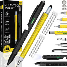 Lot de 2 stylos multifonctions pour homme – Idée cadeau EDC sympa pour papa, mari, petit ami, patron – Anniversaire, Fêtes, Noël, petits