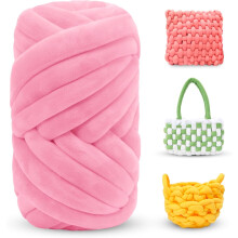 Fil à tricoter épais et volumineux (0,55 lb/10 yd), tube jumbo en velours pour couvertures, sacs, paniers pour animaux, tapis, coussins –