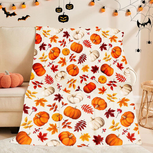 Φθινοπωρινές κουβέρτες, κουβέρτα για το Halloween, κολοκύθα 40"x30", φθινοπωρινή