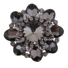 Botões de flor com strass e ilhós para móveis, acessórios de cabelo e broches – Preto, compatíveis com artesanato DIY