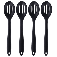 4-teiliges Set Silikon-Schlitzlöffel, antihaftbeschichtet, hitzebeständig, zum Backen, Servieren und Umrühren