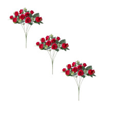 Paquete de 3 rosas artificiales de seda, tallos de flores artificiales de 30 cm con 33 flores para ramos de flores, centros de mesa para bodas,