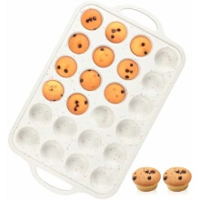 Mini Cupcake Pans, Metal Reinforced Frame Silicone Mini Muffin Pan Nonstick 24 Cups Easy to Handle for Baking Muffins, Cupcakes, Egg Bites 1 Pack