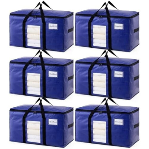 Extra Large Blue Storage Bags 6 Pack – Heavy Duty with
