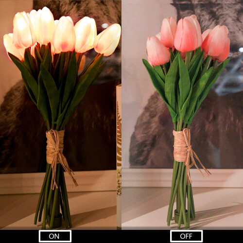 Τεχνητά Λουλούδια Tulip με Φωτιστικό LED 15 τεμάχια