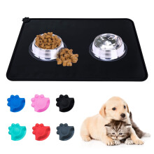 Reopet Large Silicone Dog Cat Bowl Mat Non-Stick Food Pad Water Cushion FDA Approved Waterproof-BLACK