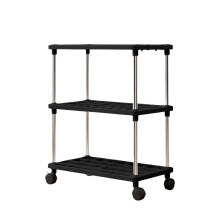 Étagère de rangement métallique à roulettes, 3 niveaux