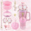 Stanley Cup Accessories Pink Silicone Bow Straw Topper Boot 1