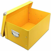 Collapsible Storage Box with Lid, Metal Corners & Handles – Decorative Memory/Keepsake Box for Toys, Photos, Office, Nursery – Compatible with