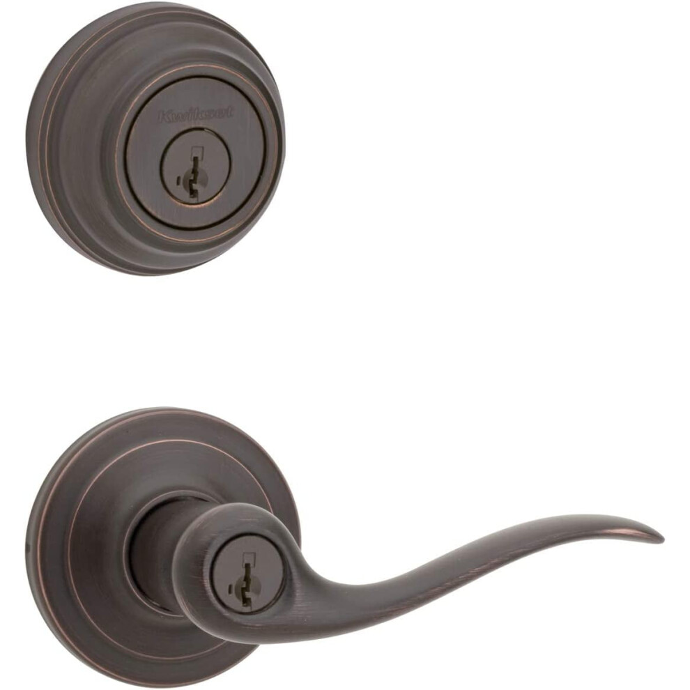 Tustin Dummy Door Handle, Single-Sided Lever For Closets/French Doors/Pantry, Venetian Bronze, Left-Handed, Non-Turning, Microban Protected 9175034814723