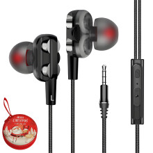 3,5 mm hörlurar, trådbundna in-ear-hörlurar med mikrofon, trådbundna öronsnäckor med dubbla element, basförstärkta hörlurar med mikrofon,