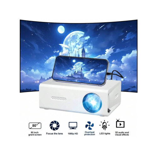 Φορητός προβολέας Full HD 1080P για οικιακό κινηματογράφο και κάμπινγκ σε εξωτερικούς