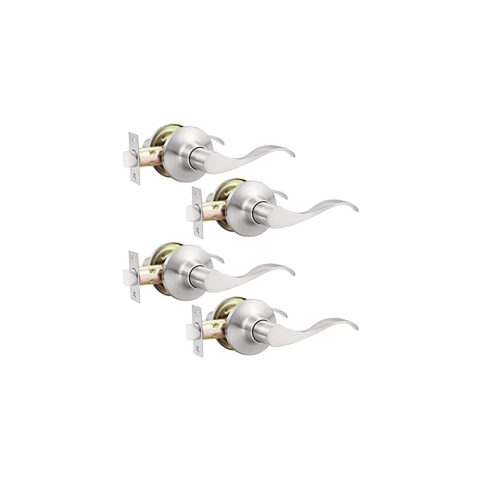 4 Pack Passage Door Levers Brushed Nickel Closet Door Handles Keyless Interior Door Handle Lock Wave Reversible Lever Door Handles 9405492811720