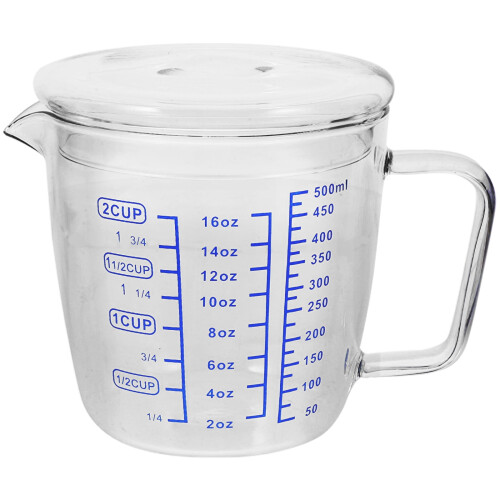 Verre doseur résistant à la chaleur 500 ml avec couvercle