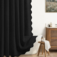 Cuirtín Cithfholcadáin Línéadaigh Béasach Scalloped Boho Nua-Aimseartha 72" x 72"