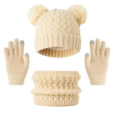 Kids Winter Beanie Hat Scarf Touchscreen Gloves Set, Fleece Lining Boys Girls Winter Hat Neck Warmer Gloves for 1-6 Years