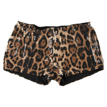 Pantaloncini eleganti da donna con dettagli metallici e vita elasticizzata, perfetti per feste, appuntamenti e festival. Marrone