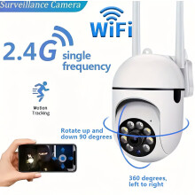 Wireless Outdoor WiFi Security Camera, 360 2K Battery-Powered, Spotlight & Siren, 3MP Color Night Vision, 2-Way Talk, Cloud/SD — Compatible with