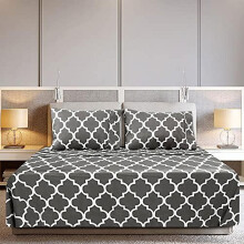 Queen-Bettwäsche-Set, weiche Mikrofaser, 4-teiliges Bettlaken-Set mit 38 cm tiefen Taschen - pflegeleichte, gebürstete Mikrofaser (Quatrefoil -