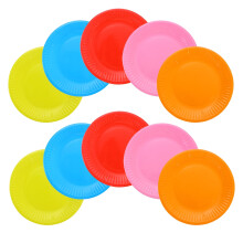 50 Pack Classic Assorted Colors Round Disposable Paper Plates for All Occasions Birthday Party Supplies